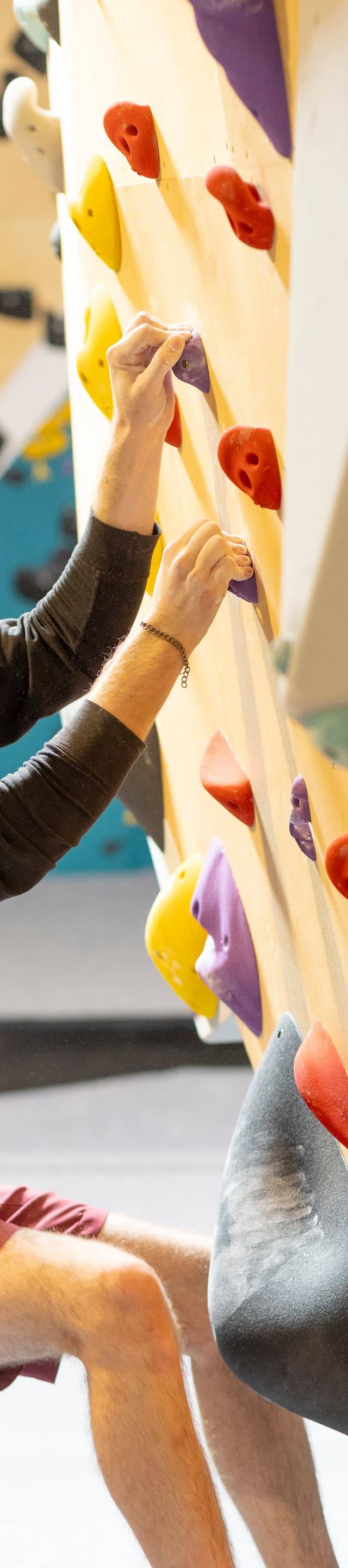 Group of climbers watching a friend on the wall